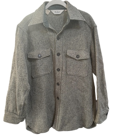 Vintage Woolrich Utility Shirt Jacket Tweed Size Large - Picture 1 of 10
